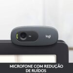 Webcam HD Logitech C270 com Microfone Embutido e 3 MP para Chamadas e Gravações