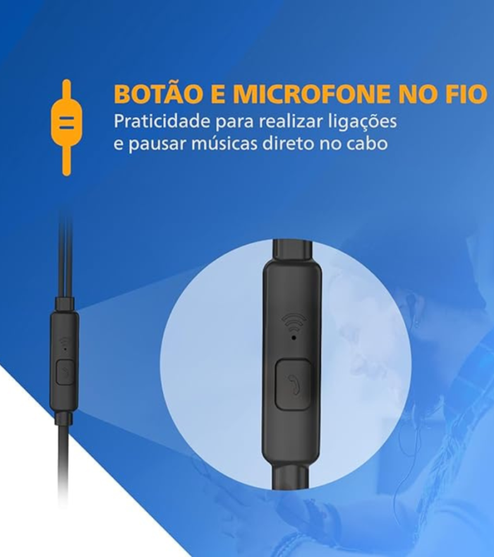 Fone de Ouvido Philips com Microfone - Preto