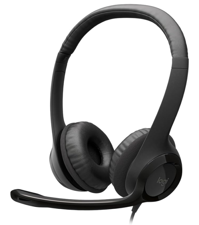 Headset com fio USB Logitech H390 com Almofadas Confortáveis, Controles de Áudio Integrado e Microfone com Redução de Ruído