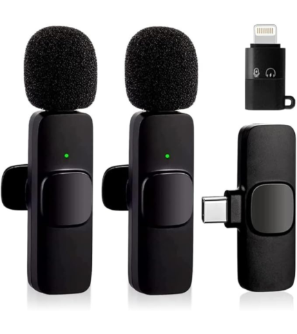 Microfone de lapela sem fio, para gravação de vídeo, plug-play (Com adaptador)