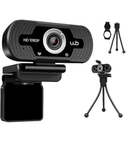 Webcam USB Full HD 1080P WB com Microfone Ângulo 110° e Tripé