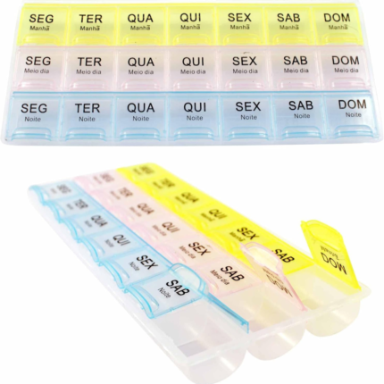 Kit Com 2 Porta Comprimido Dias Da Semana 3x Ao Dia